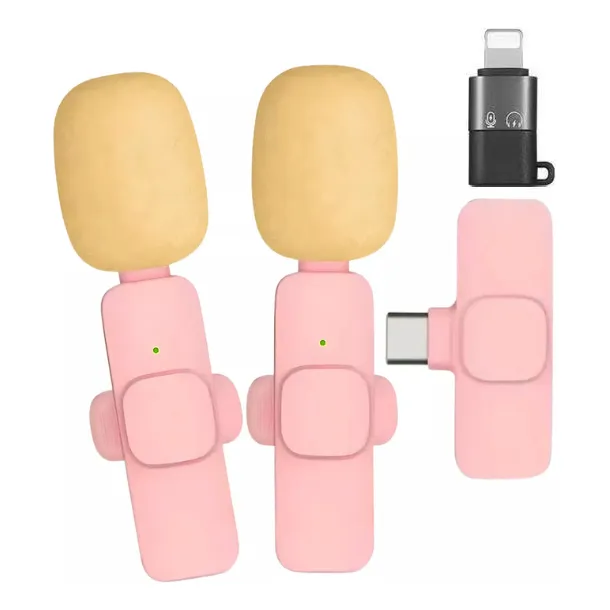 Micrófono Corbatero Inalámbrico Celular X2 Usb-c iPhone Rosa