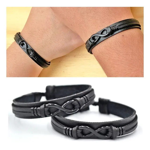 Kit 2 Pulseiras Infinito Preto Presente Namoro Casal Amizade