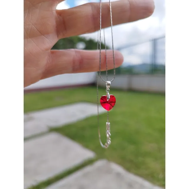 Dije Corazón En Cristal Swarovski Rojo.