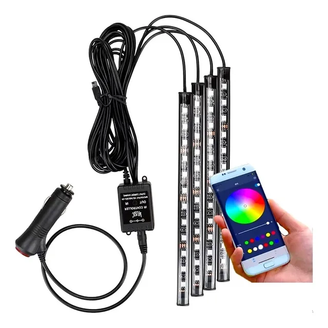 Luces Led Para Interior De Auto Luz Carro Con Bluetooth