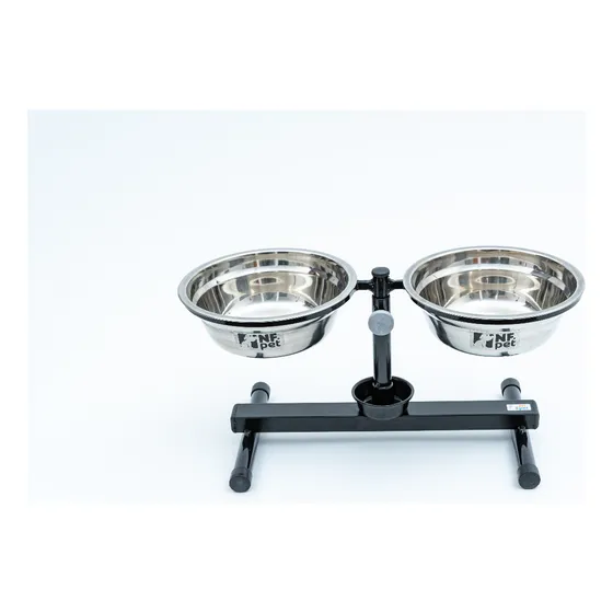 Comedor Duplo Inox Ajustável Anti Formiga 1,8l Preto +brinde
