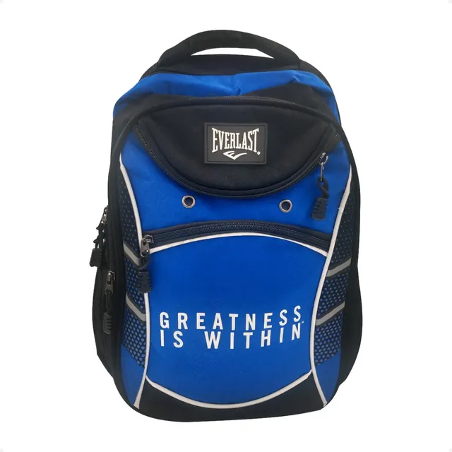 Mochila Escolar Everlast Deportiva Acolchada Urbana Color Azul Diseño De La Tela Liso