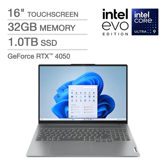 Laptop Lenovo Ideapad Pro 5i 16 con pantalla táctil con plataforma Intel Evo Intel Core Ultra 9 185h 2048 X 1280 120 Hz Oled Windows 11 32 GB de RAM SSD de 1 TB