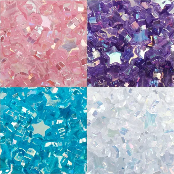 Cuentas Estrellas Tornasol 10mm 110 Uni X25gr Extra Brillo!