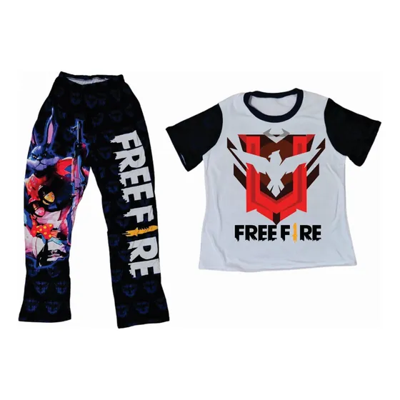 Pijamas De Freefire Juego Free Fire Niños Logo Rojo Heroico