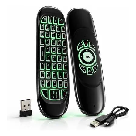 Control Teclado Remoto Pc Smart Tv Box Retroiluminado Usb Negro Español