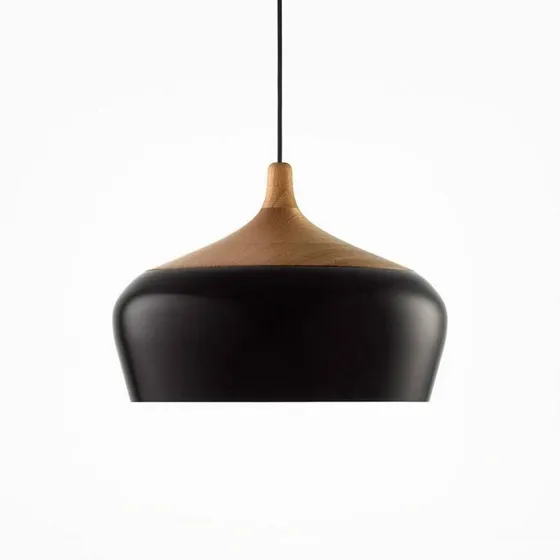 Lampara De Aluminio Símil Madera Colgante