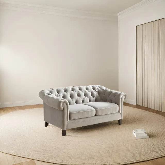 Sillon Chesterfield 2 Cuerpos 180x80 Pana Ecocuero 