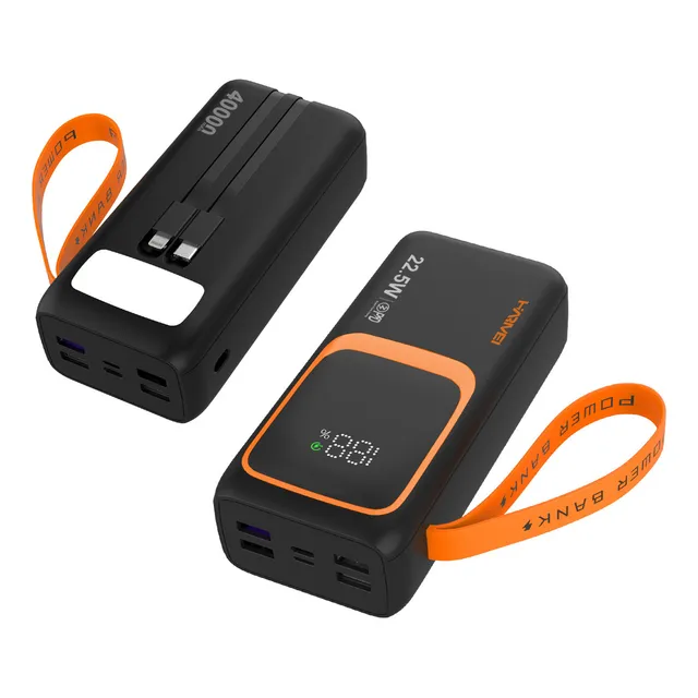Power Bank Batería Portátil 40,000mah Harmei B34 Con 2 Tipo C/lt Cable,pd22.5w/3a Carga Super Rápida,7 De Salida Y 2 De Entrada,con Linterna Led Y Cordón Portátil,para iPhone,xiaomi,samsung,huawei