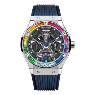 Reloj Para Hombre Esqueleto, Esfera Tourbillon, Correa Azul Reloj Para Hombre Esqueleto, Esfera Tourbillon, Correa Azul