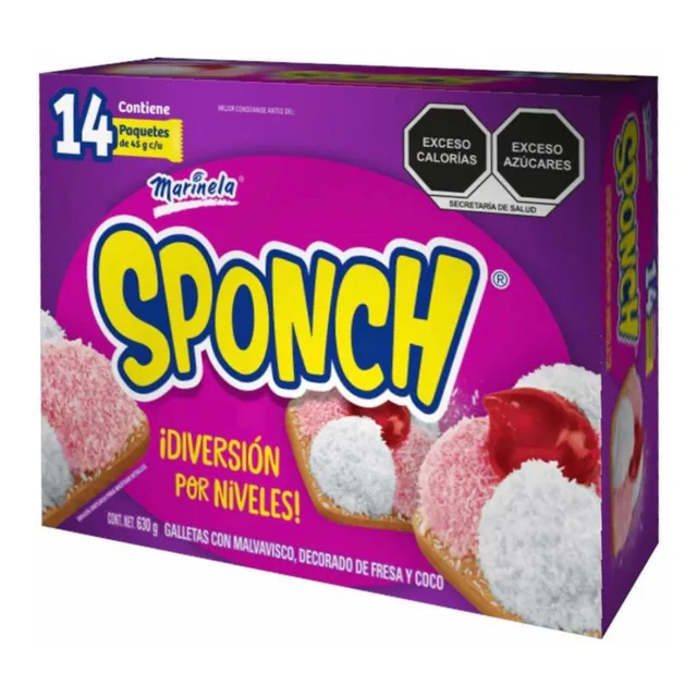 Galletas Sponch Marinela Con 14 Pz De 45g Cada Una