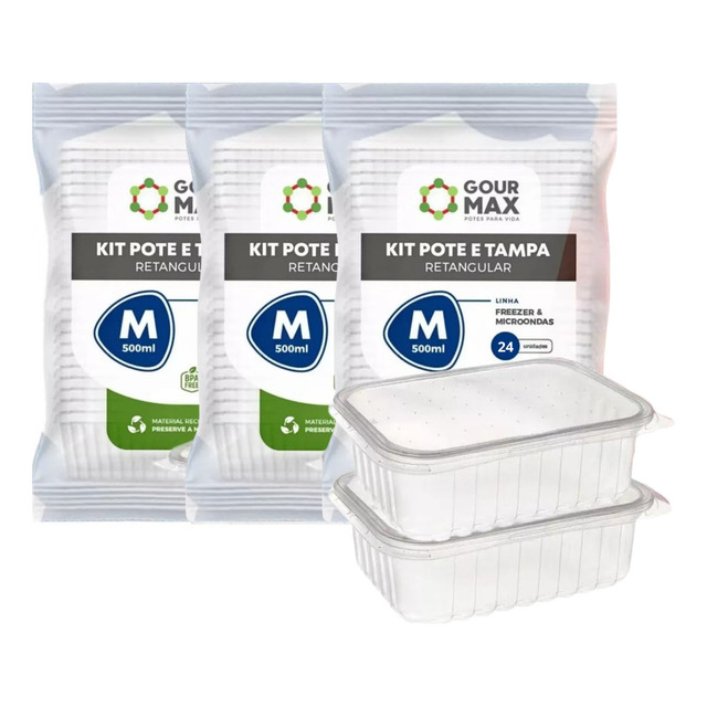 72un Pote Descartável 500ml Freezer Microondas Marmita 72un Pote Descartável 500ml Freezer Microondas Marmita