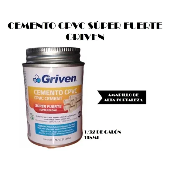 Pega Cemento Cpvc Súper Fuerte 118ml Griven