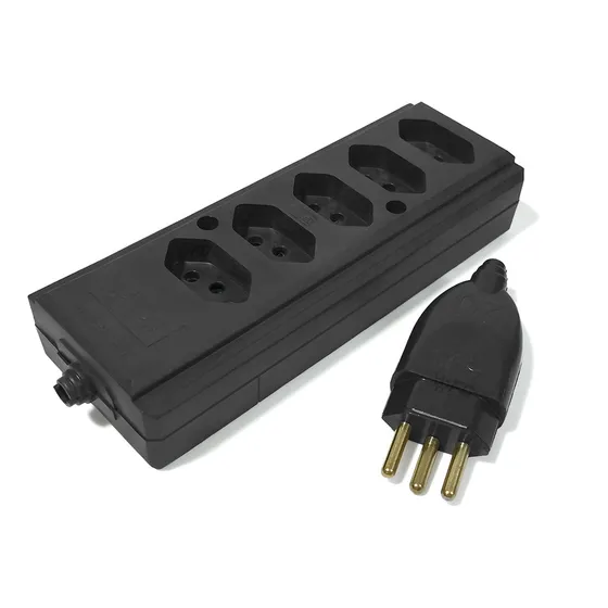 Régua Tomada Barra Quintupla 10/20a + Plugue Macho Extensão