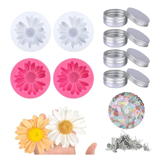 Molde Flor Gerbera De Cempasuchit Para Velas Silicon 4pza