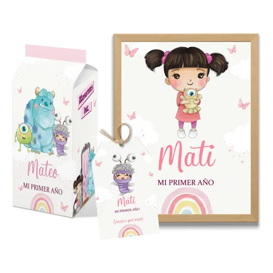 Kit Imprimible Monster Inc Acuarela Niña Boo - Personalizado