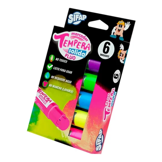 Tempera Sifap Solida Fluo X6u. Col.surt.