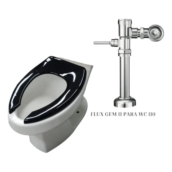 Set De Wc Con Fluxometro Con Tapa Negra/ Blanca