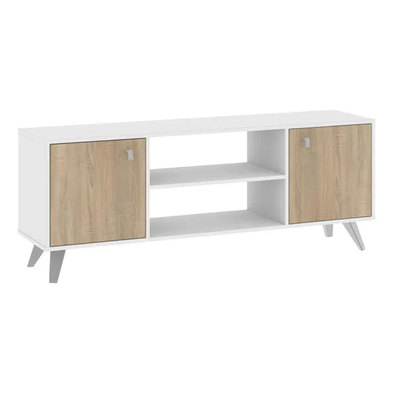 Rack Mesa De Led Tv Nordico Escandinavo Re140 Diseño Moderno Color Blanco/ Ciligio