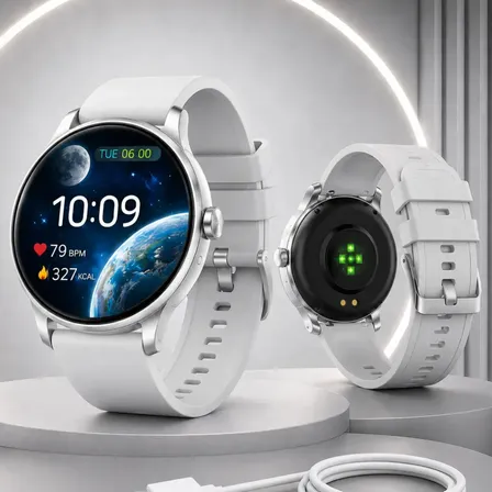 Relógio Smartwatch Inteligente Masculino Ip68 Prata À Prova D'água Notificações Ligações Bluetooth Saúde Monitoramento De Sono E Esportes Mzcell