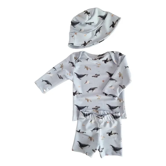 Conjunto Prot Uv50+ Remera Short Y Piluso Bebé Traje De Baño