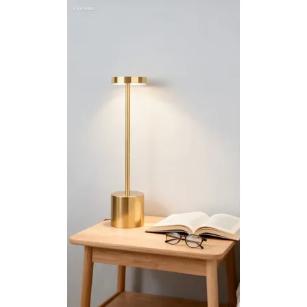 Luminária Mesa Abajur Led Dimerizável Sem Fio Recarregável Dourado 127/220v