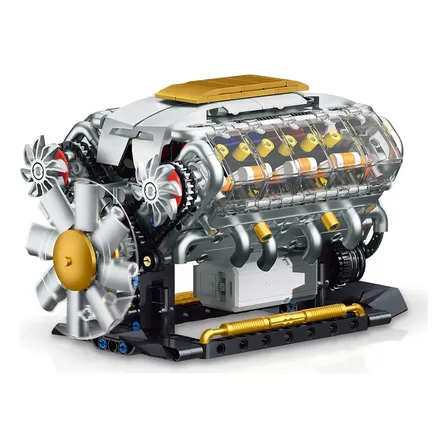 Bloco De Montar Brastoy Motor V8 692 Peças, Modelo Educativo Stem Com Carregamento Usb Motor V-8