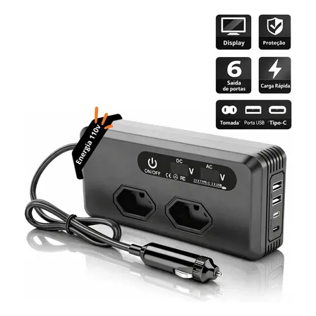 Inversor Tensao 12v P/ 110v Usb Veiculo Starlink Conversor 110v