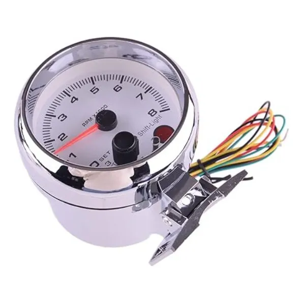 Tacometro 85mm Naftero 8mil Rpm 12v Silver 3 3/4 Pulgadas