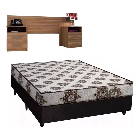 Combo Dormitorio Sommier 2 Plazas Mesas De Luz Respaldo  