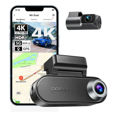 Câmera Veicular Ddpai N5 Dual 2026 4k+1080p Dash Cam App Gps
