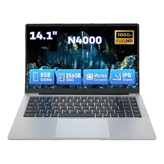 Laptop N4000 256gb Ssd Teclado En Español 14.1  Full-hd Gris