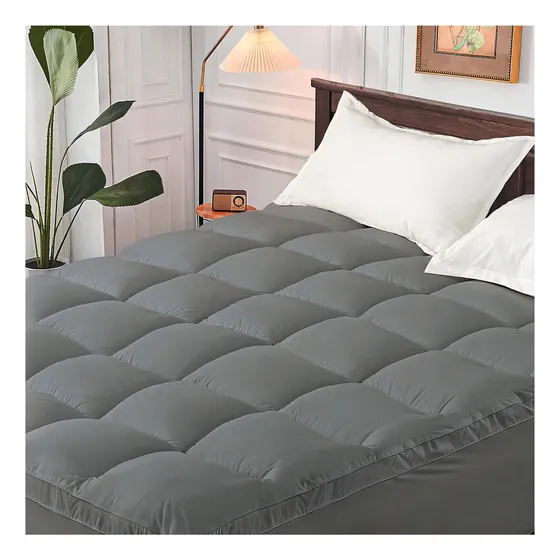 Cubre Colchon Protector Sencillo Antifluido Premium Color Gris Diseño De La Tela Liso