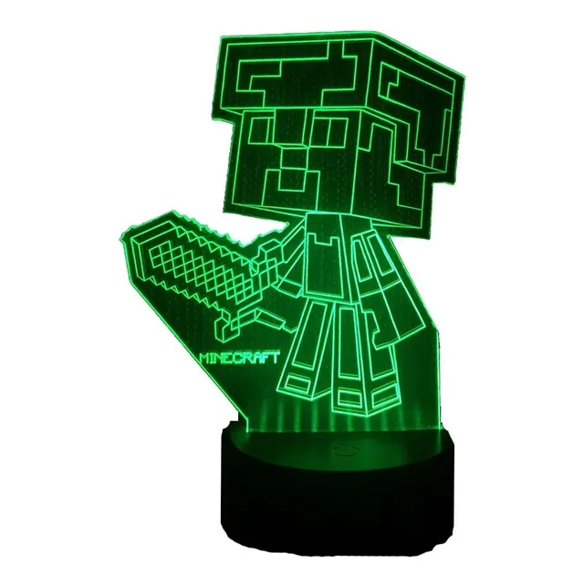 Lampara Ilusión 3d  Minecraft Steve Diamante+control Remoto