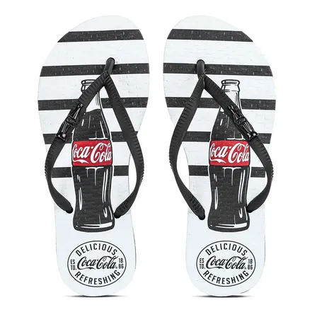 Chinelo Coca Cola Delicious Branco E Preto Original Feminino