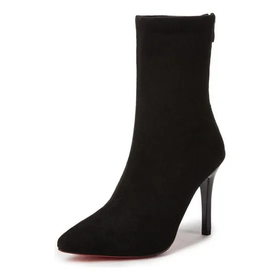 Botas De Gamuza Con Calcetín, Botas Elásticas De Tacón A [u]