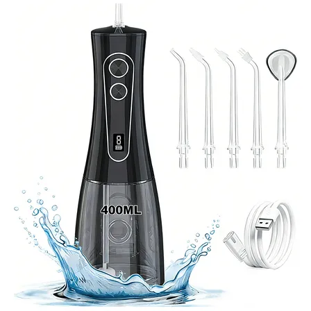 Irrigadores Orais 400ml Bucal Elétrico Irrigador Waterpik Preto