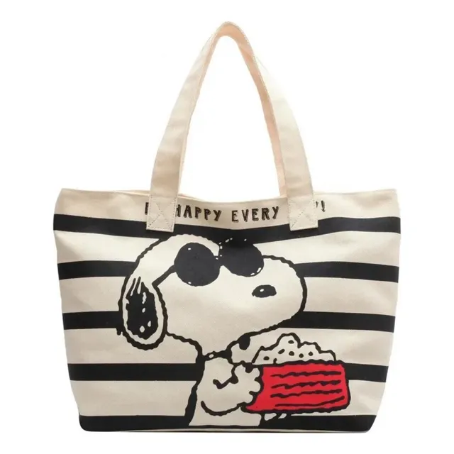 Cartera Bolso De Lona Snoopy Con Cierre (41 X 31 Cm)