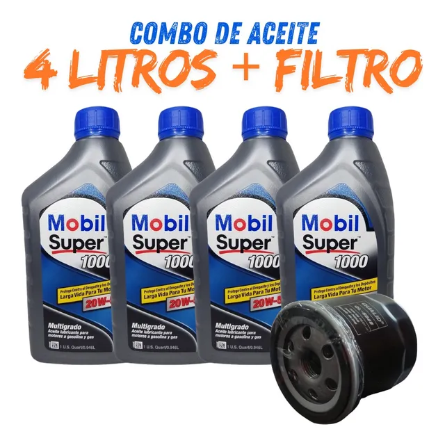 Aceite 20w50 Mineral Mobil Combo 4 Lts + Filtro