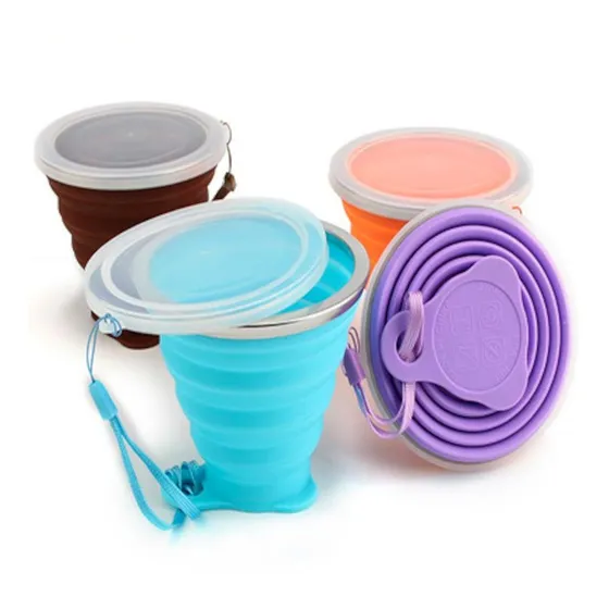 Vaso  Plegable Con Tapa De Silicona (reutilizable) 270 Ml