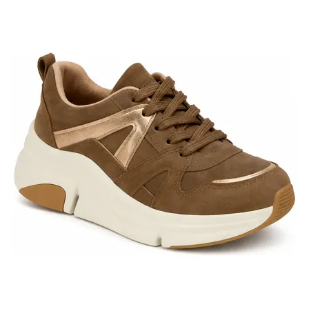 Tênis Feminino Plataforma Modare Conforto Diário Castanho/dourado 38 Br