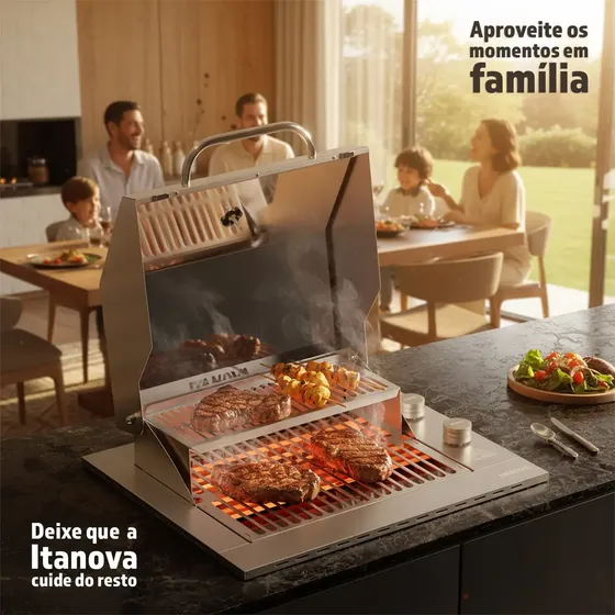 Grill Elétrico C/tampa + Grelha Argentina Itanova Cor Inox