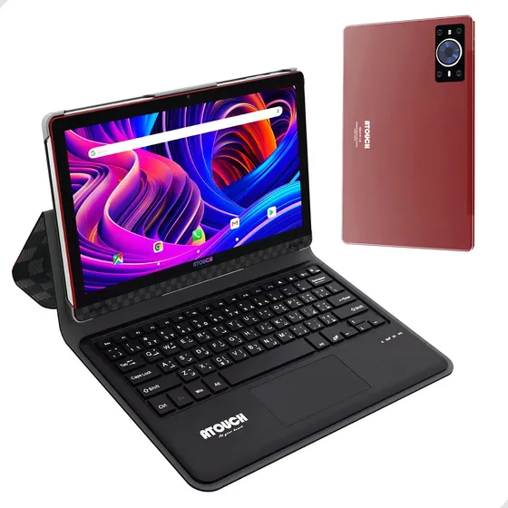 Tablet C/ Capa Teclado Mouse 128gb 6gb Ram Entrada P/ Chip Cor Vermelho