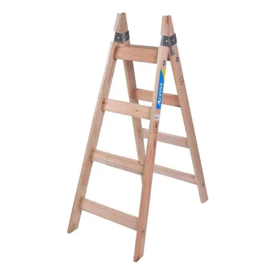 Escalera Pintor De Madera Reforzada 4 Escalones Alpina Color Marrón claro