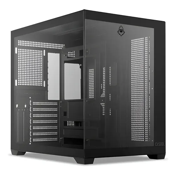 Gabinete Gamer Aquario Mancer Cv500l Midtower Lateral De Vidro Preto