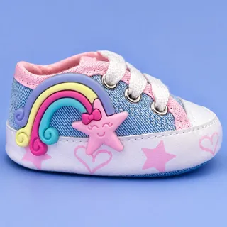 Tênis De Bebê Menina Starzinho Arco-íris Sapatinho De Bebe Jeans 18