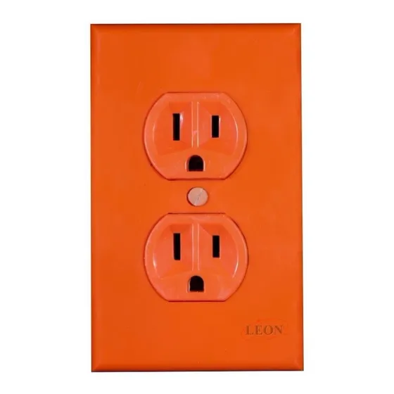 Contacto Duplex Naranja Reforzado C/placa Leon (pack C/100)