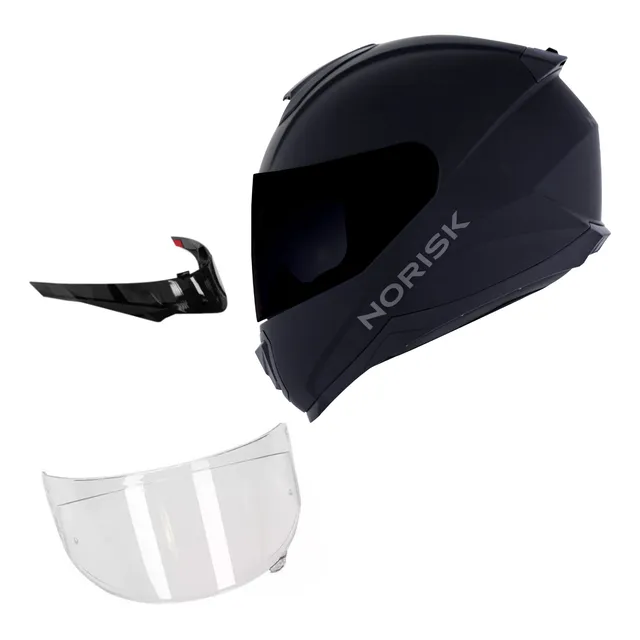 Capacete Norisk Razor Black Edition Com 2 Viseiras + Spoiler