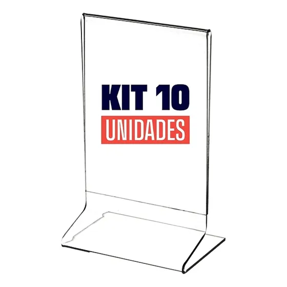 Display Acrilico T A7 8x11cm Para Qr Code Kit Com 10 Peças