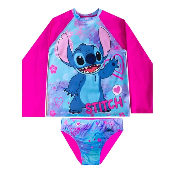 Traje De Baño De Stitch Rosa Playera Y Bikini